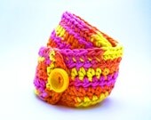 NEW Handmade Crocheted 100% Cotton Double Wrap Bracelet Cuff - Playtime