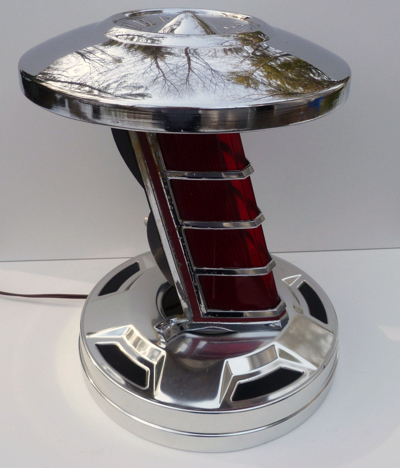 Vintage Chrome Car Parts Table Lamp Industrial Decor Minimalist Decor Home Decor Lighting