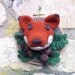 Cute crochetdermy fox head with acorns and oak leaves.