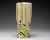 Striped Yellow Tumbler with Floral Decoration
