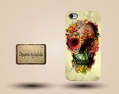 unique iphone case, i phone 4 4s 5 case,cool cute iphone4 iphone4s 5 case,stylish plastic rubber cases cover, yellow flower floral Skull 960