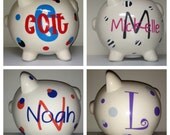 Polka Dot Children's Piggy Bank - Personalized - Wonderful Nursery Accessory - Sweet Baby Shower Gift for Little Girls & Boys