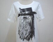 Captain Eagle : Smart Hawk Bird Animal Style White Women Men Unisex TShirt Screen Print Cotton