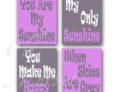 You Are My Sunshine - Purple and Grey - Printable Digital Download - INSTANT DOWNLOAD