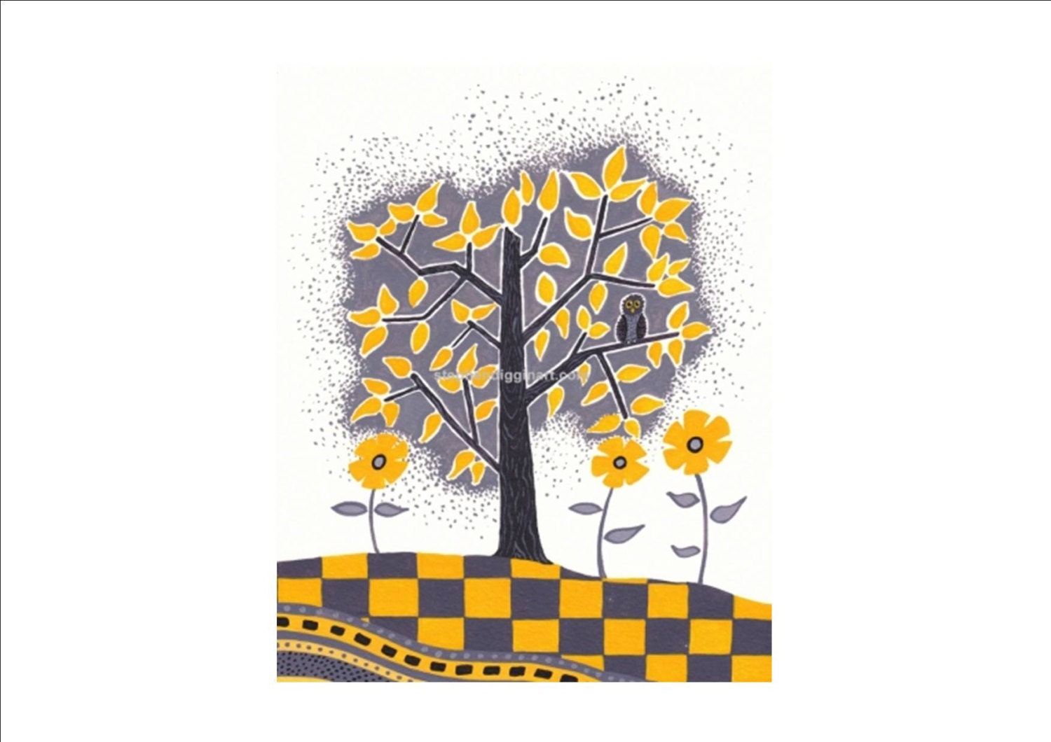 Kids  art,yellow art prints, kids room decor, nursery art, baby room decor,custom kids art print, Grey and Yellow Tree, 8x10 kids art print