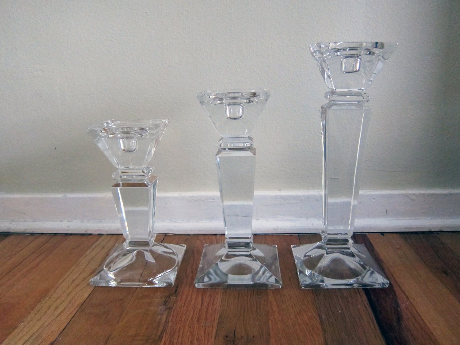 Large glass candle holders