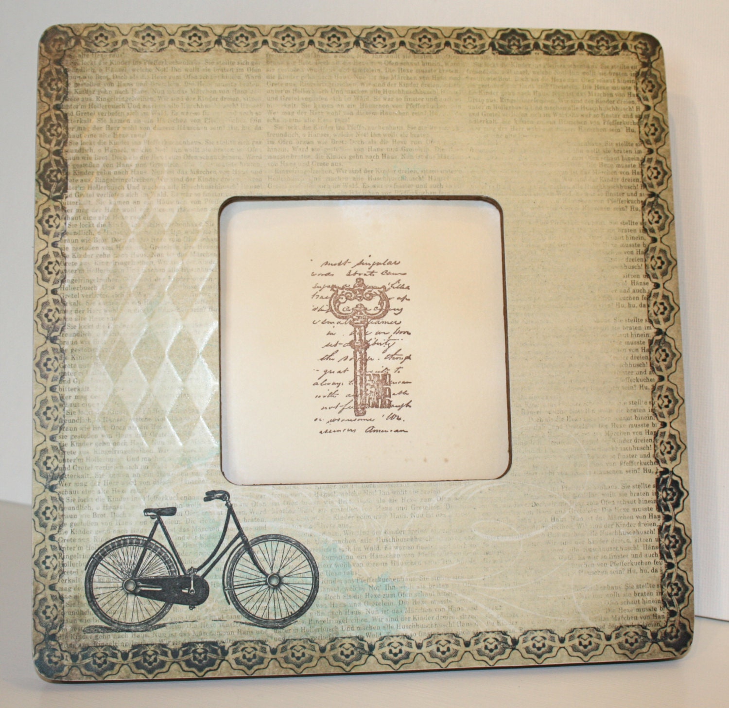 Bicycle decor, Picture frame, Photo frame, Cream photo frame, Wood photo frame