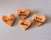 Ceramic "alone" Heart Pin