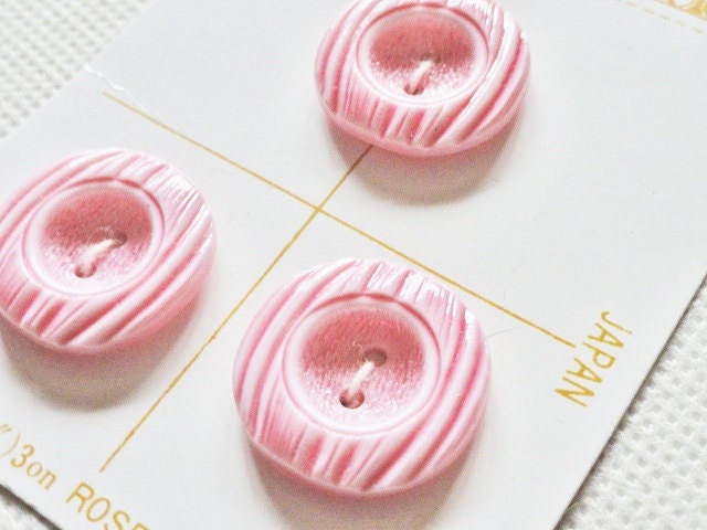 Vintage Pink Buttons Set of 3 Sewing Notions Haberdashery, New Old Stock