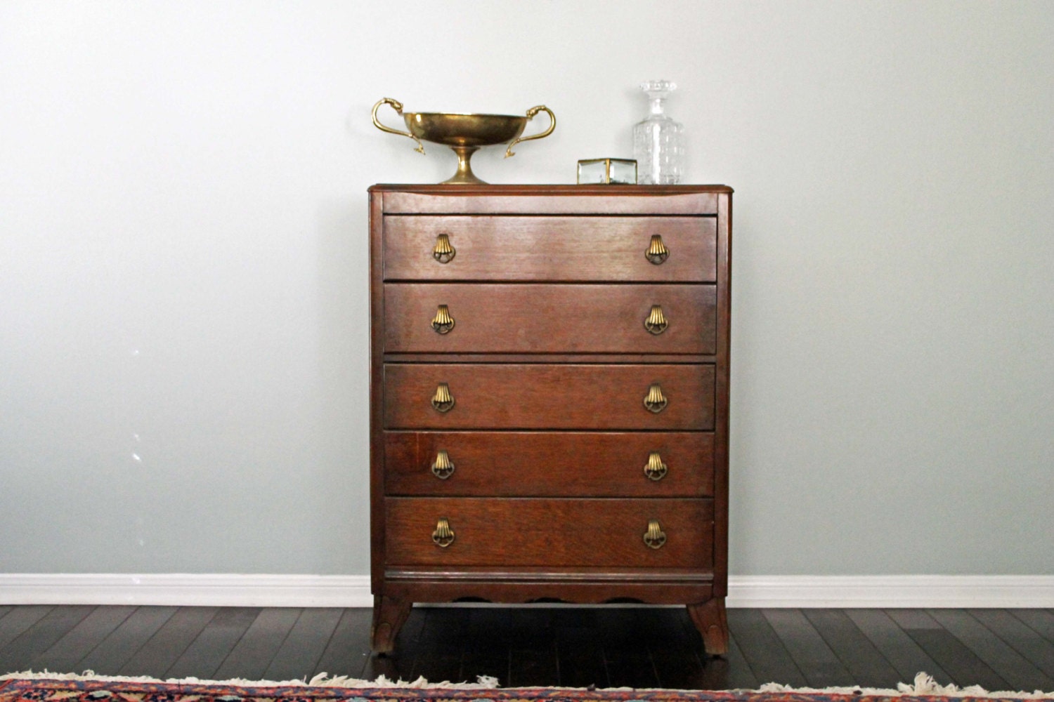 SOLD Depression Era Deco Wood Dresser Chest of Drawers - Chalk Paint Available