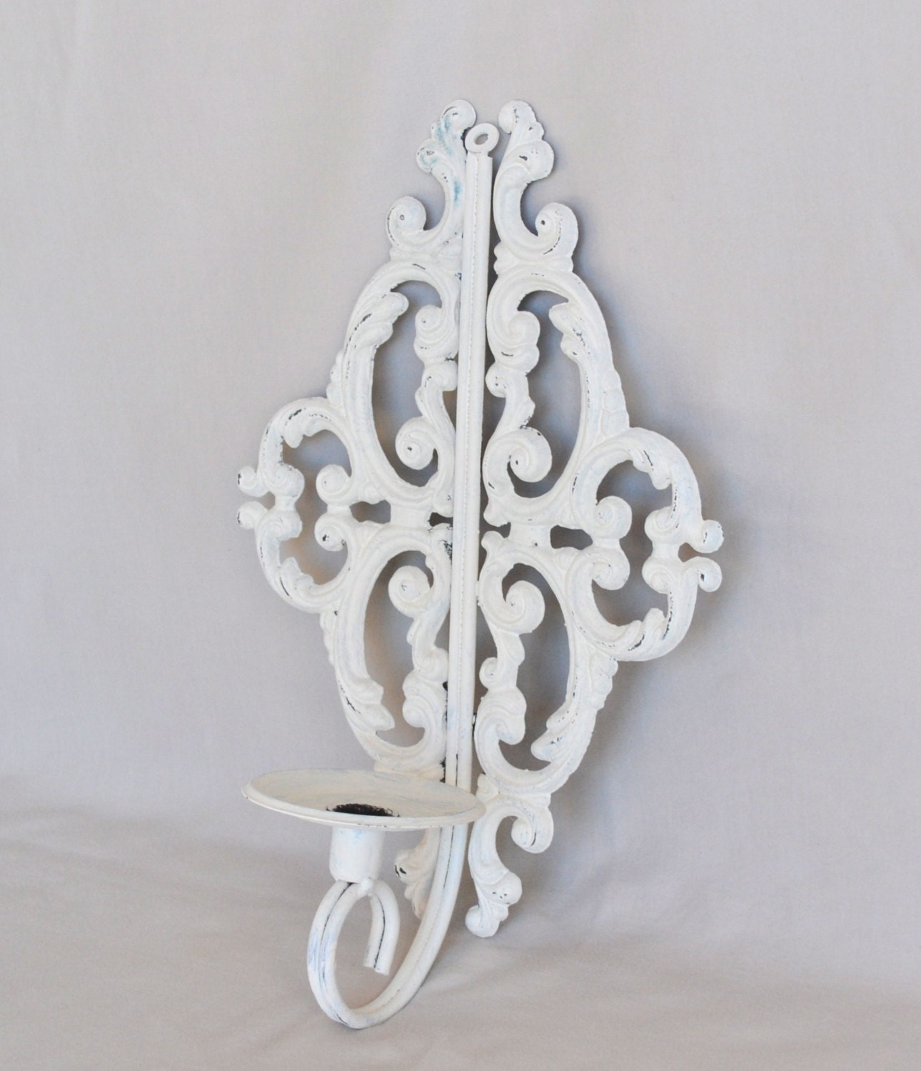 Shabby Chic White Metal Wall Sconce