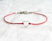 Teeny Tiny Silver Open Heart Bracelet. Dainty Bracelet. Love Knot. Bridesmaid Gift. Simple Modern Everyday Jewelry by PetitBlue