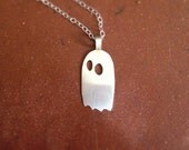 Spooky cute ghost necklace, sterling silver handmade, halloween