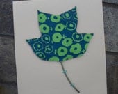 Tulip Tree Leaf - Blue and Green Handmade Nature Themed Card