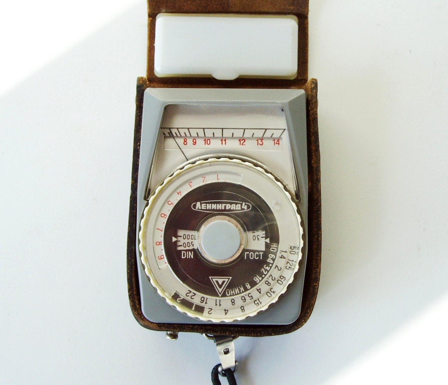 Vintage exposure meter Soviet era USSR Vintage Russian photo light meter with leather case Leningrad 4 Photography
