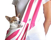 Dog Sling - Bright Pink and White Stripe