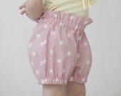 Girls shorts Bubble shorts Summer shorts Dusty pink white dots Children clothing