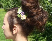Eco Flower hair clip fascinator bridal hair accessories Velvet Hydrangeas