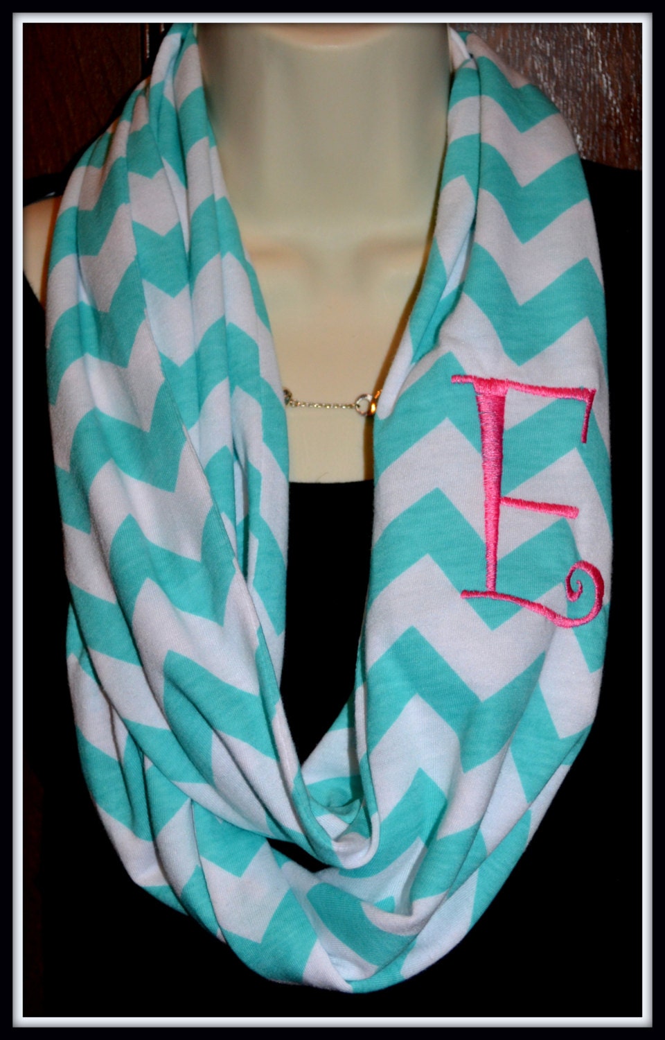 Monogrammed Chevron Infinity Scarf by Misty's on Main