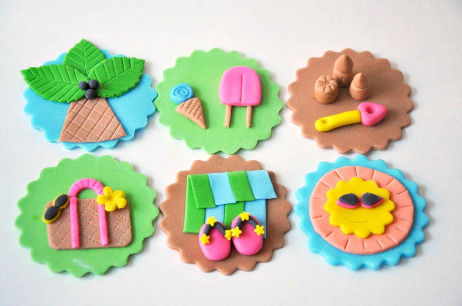 Fondant Edible Cupcake/Cookie Toppers - Pool/Beach/Summer Party