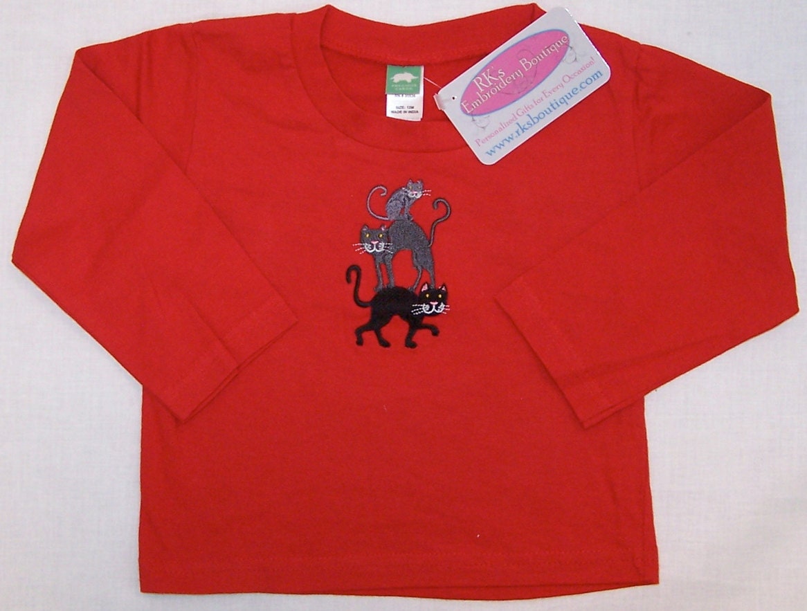 Halloween Black Cats Family Long Sleeve Baby or Toddler Shirt