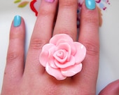 Gorgeous Patel Pink Carved Rose Flower Ring, Floral, Pretty, Cute, Bridesmaid, Bridal, Delicate, Feminine