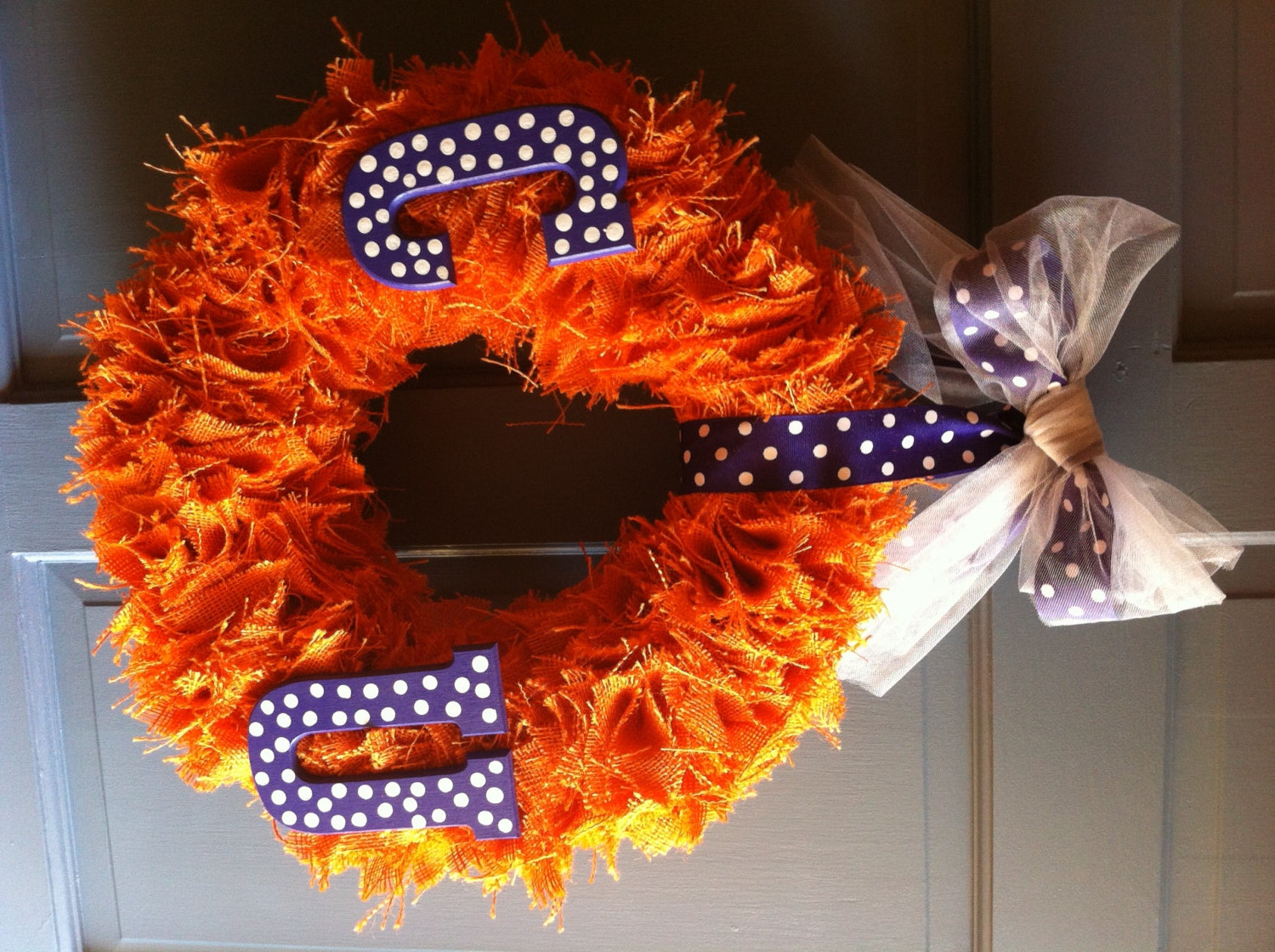 Orange Burlap Wreath - Clemson University