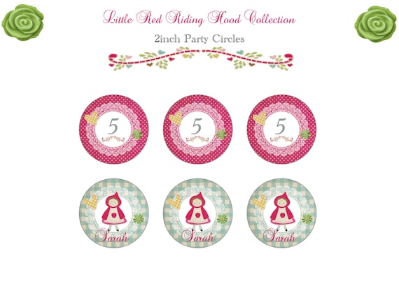 Little Red Riding Hood Collection - 2inch Printable CUSTOMIZED PARTY CIRCLES - Sweet Scarlett Events Il_570xn
