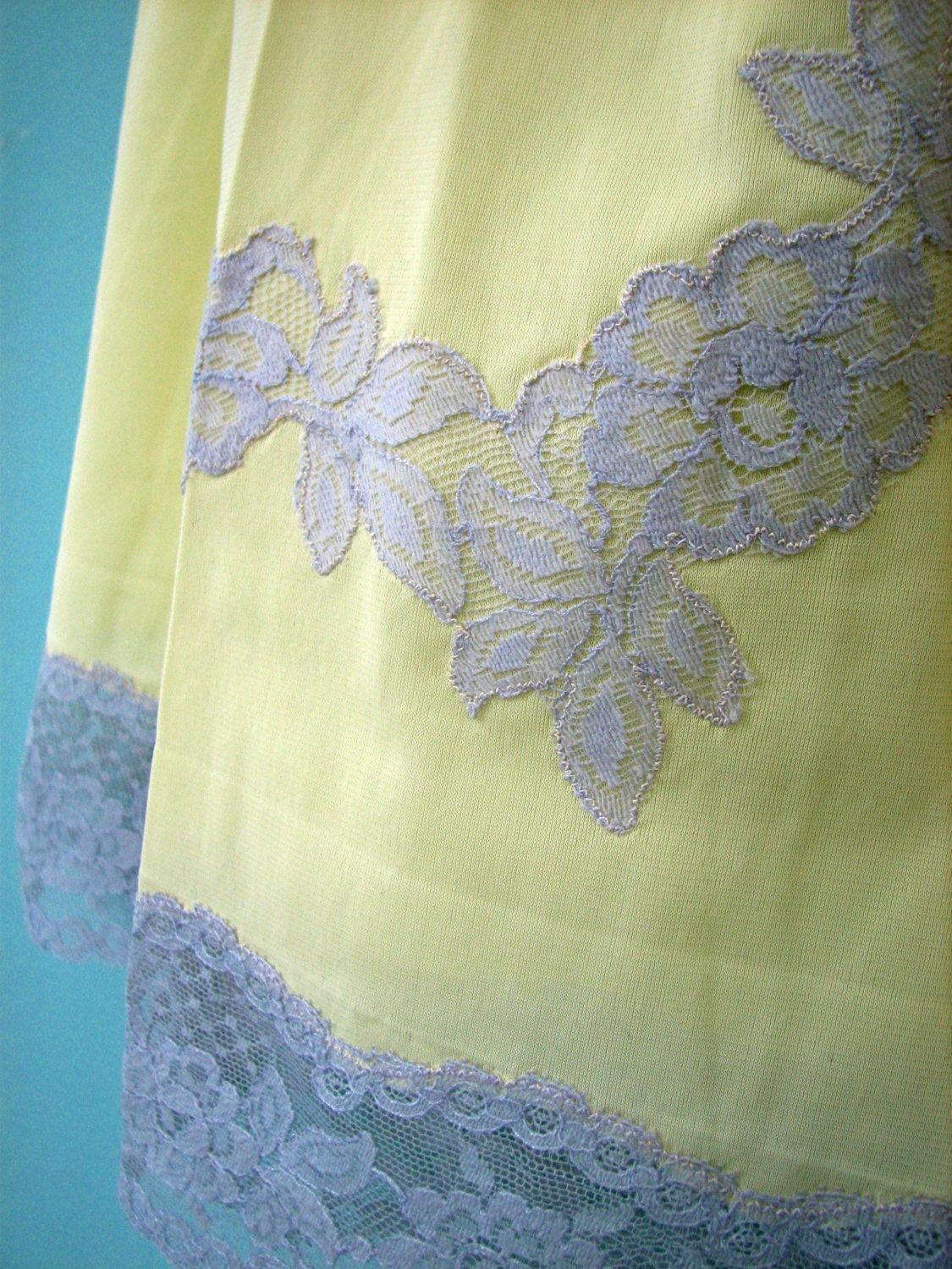 lemon yellow half slip with grey lace by JonnyandMags on Etsy