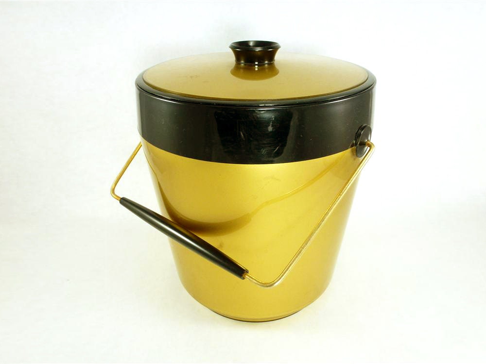 Vintage Black and Gold Ice Bucket