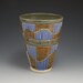 Ceramic cup, blue, brown, wheel thrown, hand carved pottery