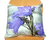 Floral pillow  purple flowers with rain drops Cushion 18 x 18 botanical nature lover gardener mum mom nan gift
