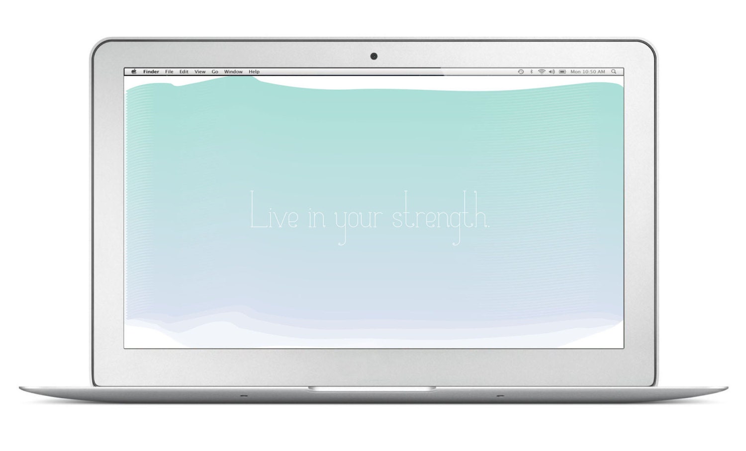 Live In Your Strength Inspirational Desktop Computer Wallpaper By Pencil Me In // Mint Blue Sky Quote Watercolor Digital Download Pretty