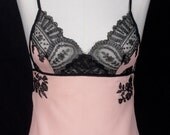 Valentine camisole so pink chiffon and black lace