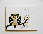 Owl Always Love You Mother's day Valentine Card-A2, anniversary, thinking of you, notecard, thank you card, folded notecard, stationary