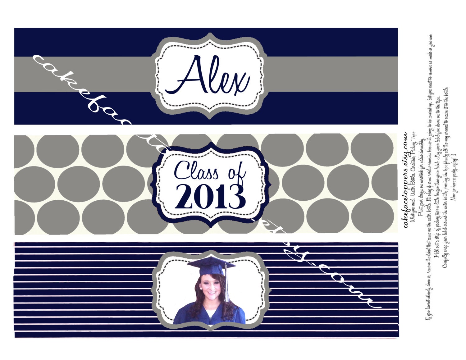 DIY graduation themed  Water bottle labels printable file