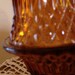 Vintage Viking Glass Co 1980's Fairy Lamp Amber with Diamond Design 7" tall