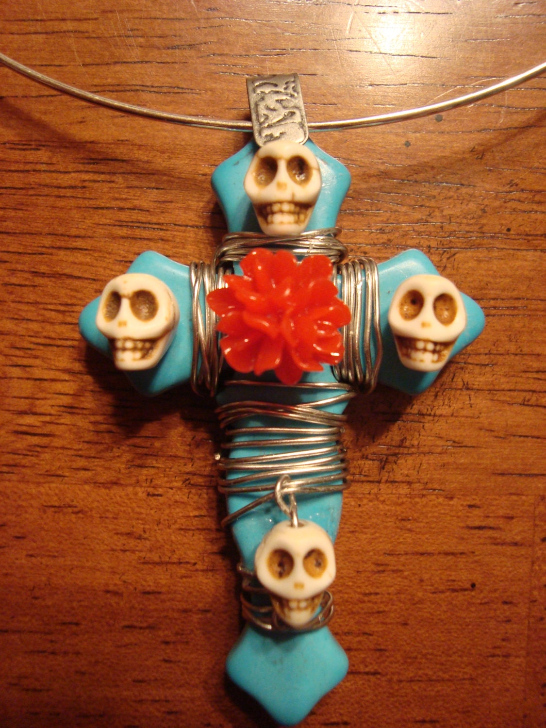 Dia de Los Muertos (Day of the Dead) Stone Cross Choker Necklace