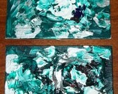 Free Shipping Abstract Painting, "Chef-d'oeuvre" Acrylic Painting 3 x 5 inch 2 Panels Anna Werrun