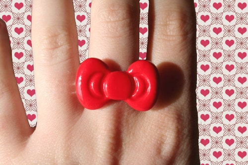 Hello Kitty classic red bow ring (adjustable)