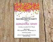 Kate Spade Inspired Neon Confetti Bachelorette Party Invitation - Digital File