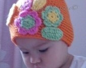 Lovely fall color crochet flower hat beanie or baby newborn infants girls winter, fall, autumn, photo props, Christmas, gift under 25