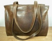 Vintage Village Tannery Designs by Sevestet New York All Brown Leather Shopping Bag Tote Purse Made in USA