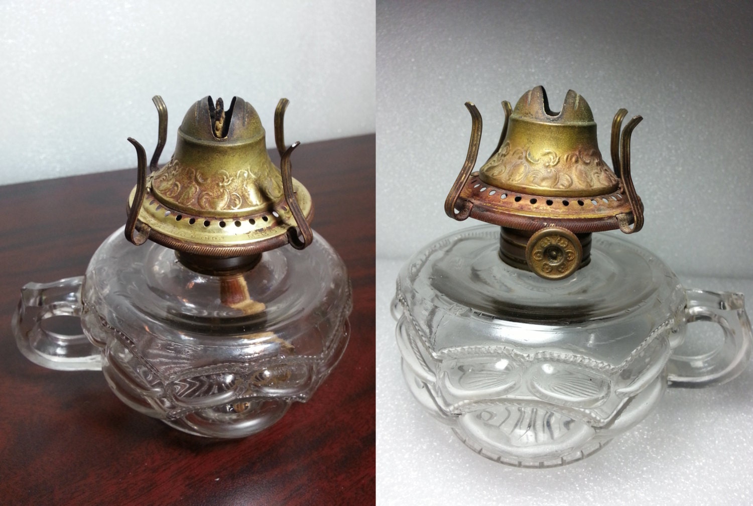 Antique Victorian Style Oil Lamp With Single Finger Loop Handle