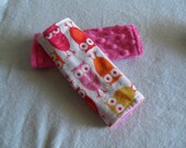 urban zoologie owls & hot pink minky car seat strap covers