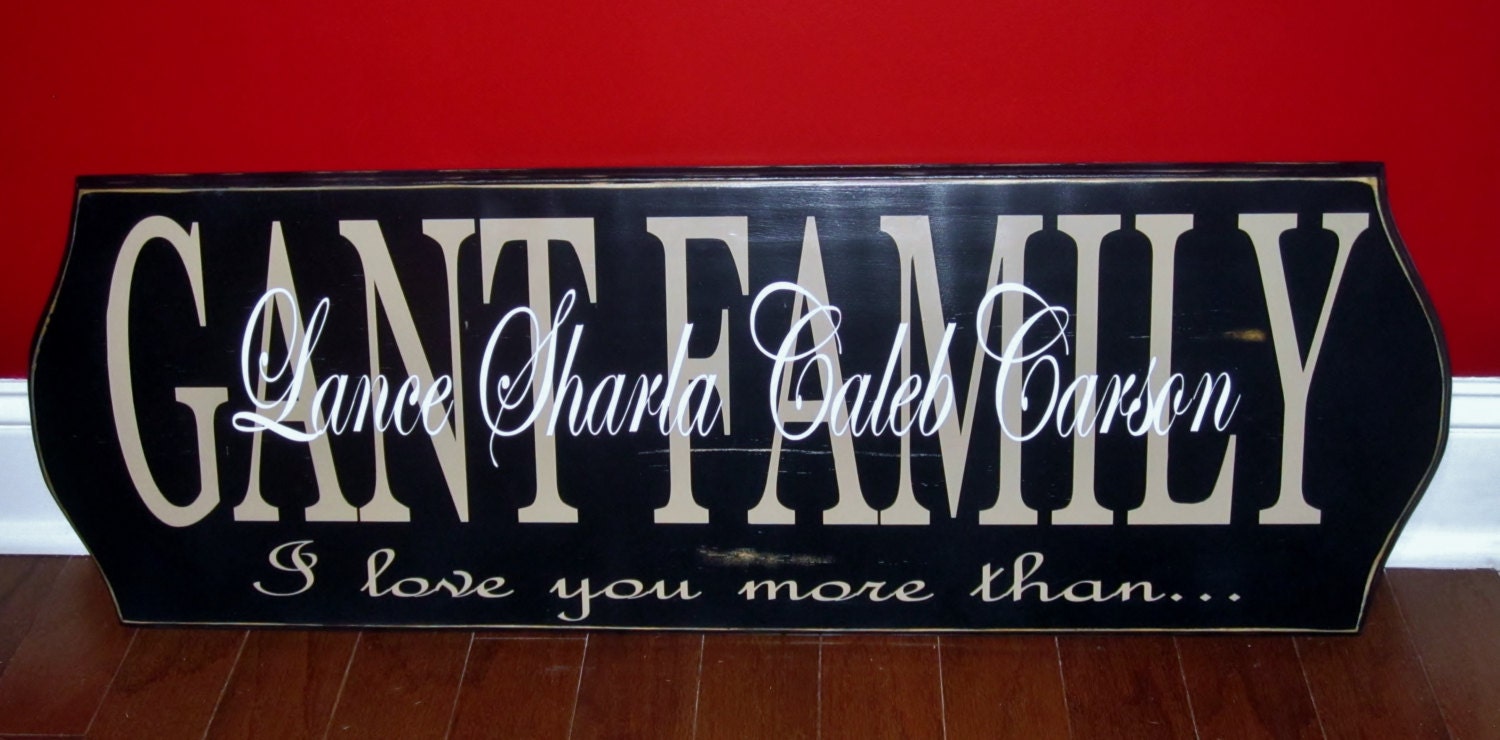 LARGE 36' x 12' Last name family personalized quote wood sign: