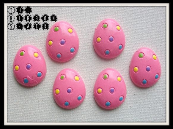 Set of 5 Easter Egg Polka Dots Flatback Resin Hair Bow Scrapbooking Embelishment Farm Chick Rabbit Il_170x135