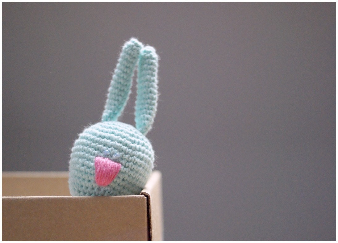 Crochet Rattle - Gentle Bunny with a nice pink nose - Baby Teething toy - Baby gift - YarnBallStories