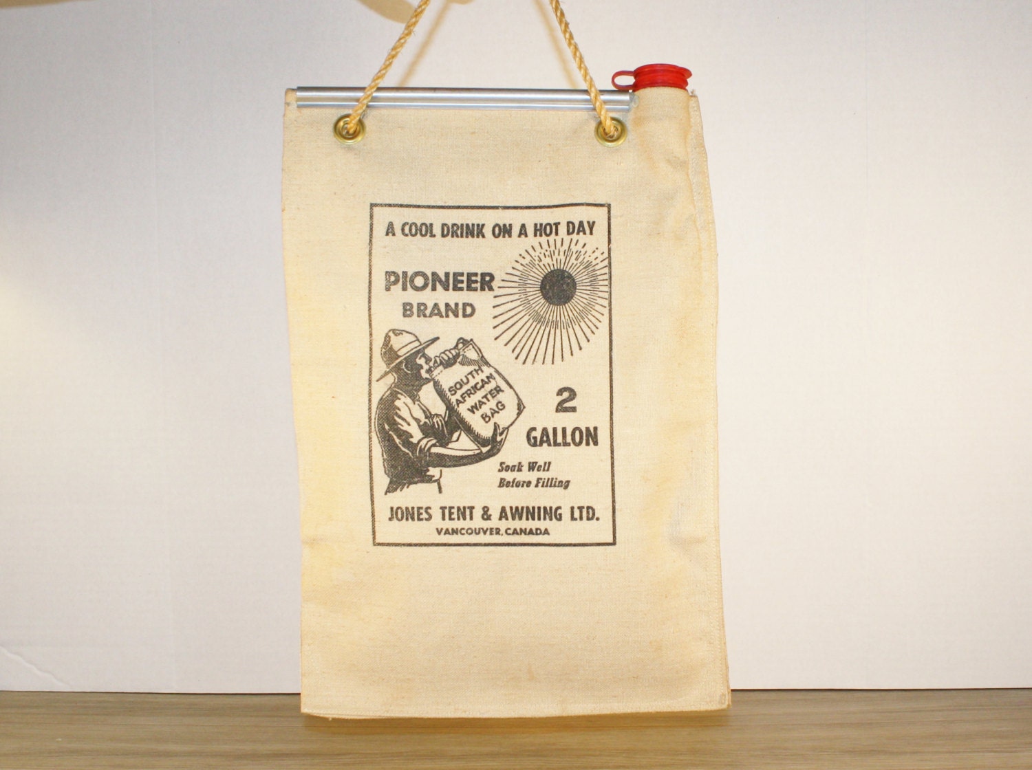 Items similar to Vintage CANVAS WATER BAG. Pioneer Brand Jones Tent and Awning VancouverHome