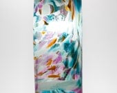 Hand Blown Glass hanging light pendant fixture in Blue Orange Purple cylinder shape